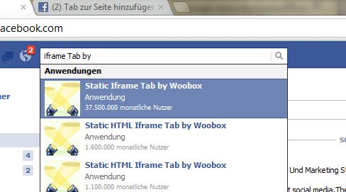 Suche Anwendung Suche Anwendung Facebook Fanpage Reiter einfach erstellen
